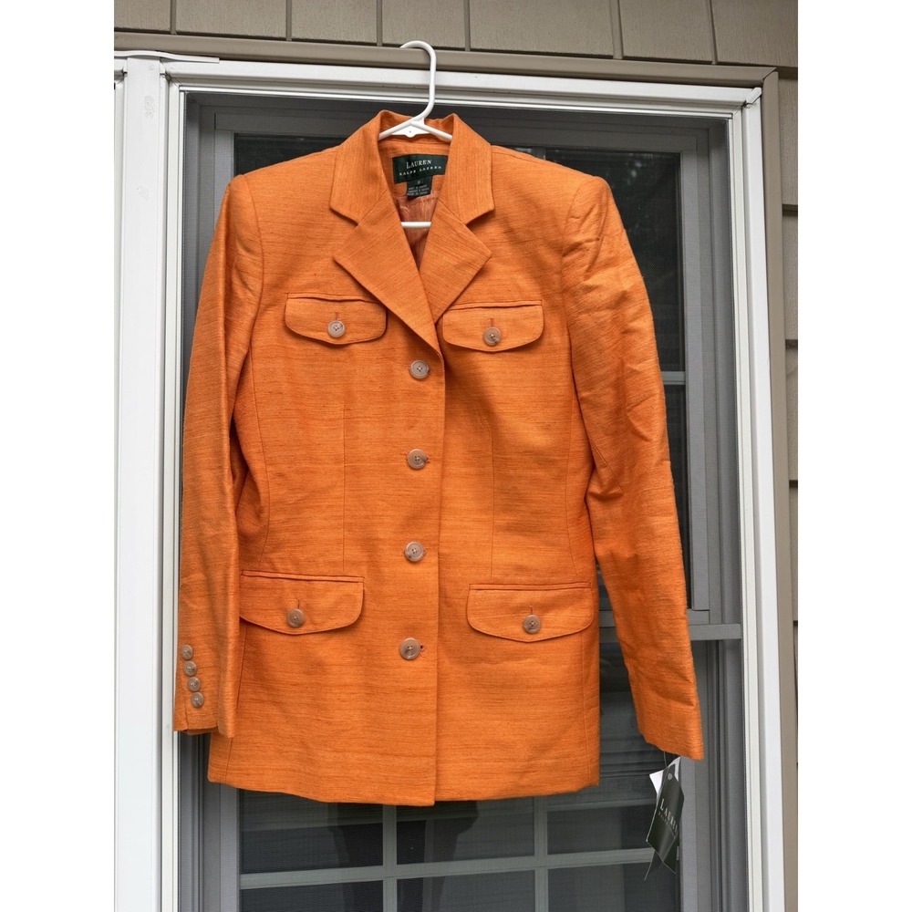 Lauren Ralph Lauren  Safari Jacket Size US 6 Burnt Orange Tan 100% Silk NWT